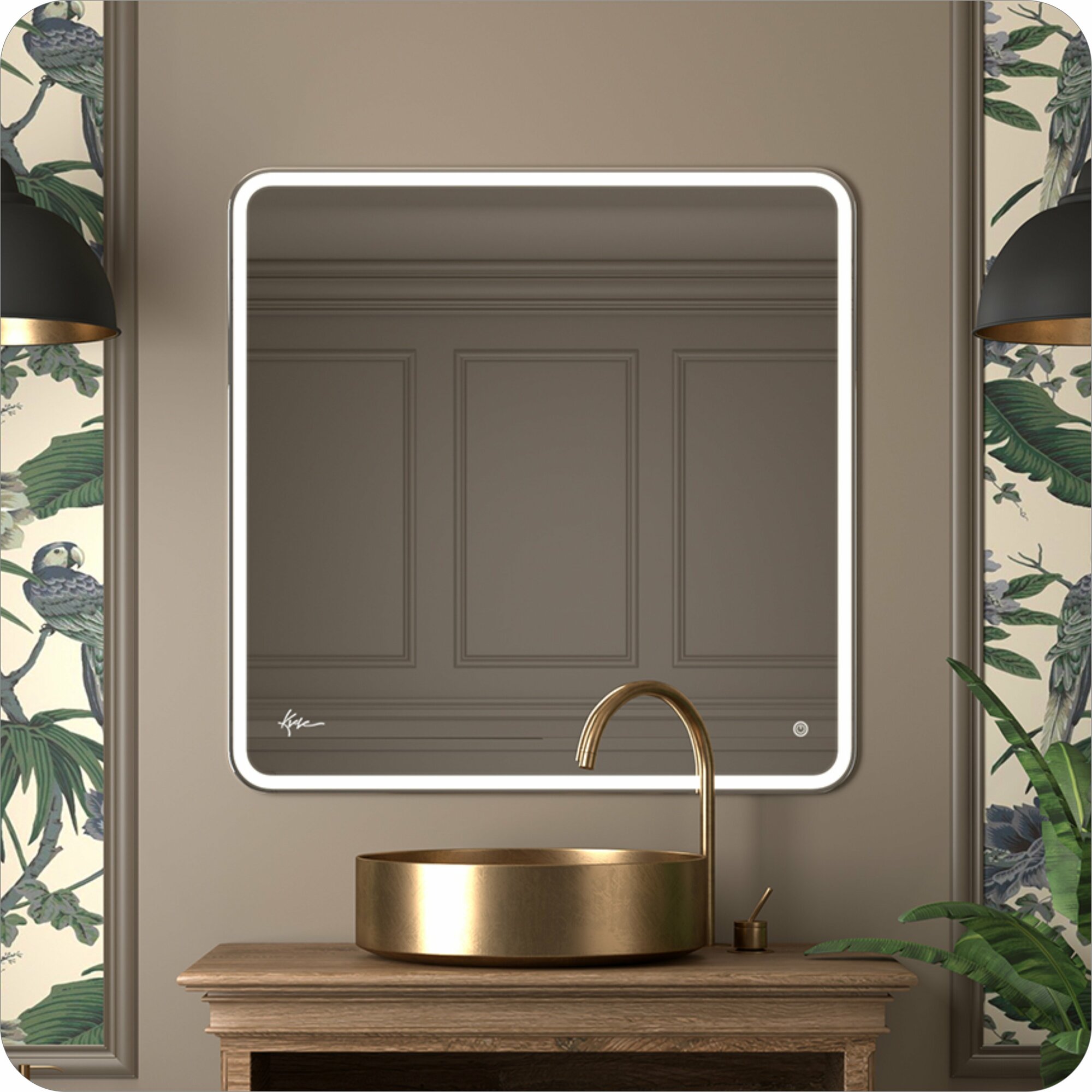 Зеркало с LED подсветкой в ванную комнату Milan 80х70 с сенсорным выключателем / Зеркало в ванну с Лед подсветкой, сенсором касания и гравировкой - фотография № 8