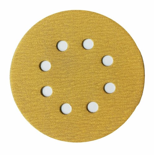 Абразивный шлифовальный круг на бумажной основе VX-Gold под липучку, 125 мм, зернистость P240, 8 отверстий. Набор из 100 штук