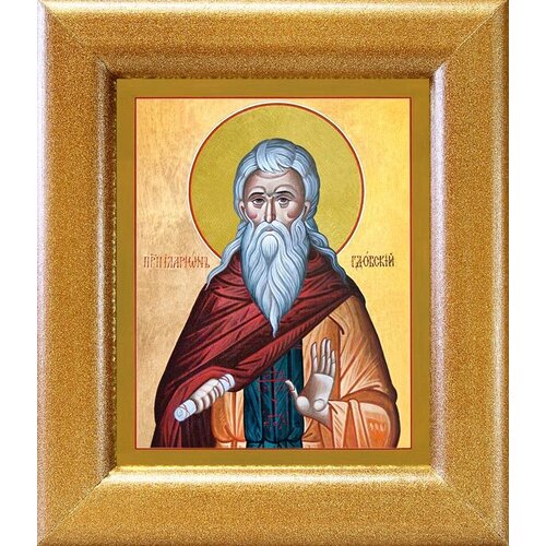 Преподобный Иларион Псковоезерский, Гдовский, икона в широкой рамке 14,5*16,5 см