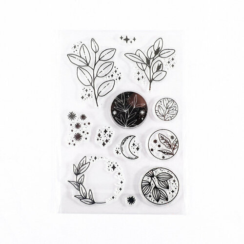 Штамп силиконовый - набор Растения и звезды. Печать для творчества, для скрапбукинга, рукоделия набор штампов для выжигания 12шт формы 20300