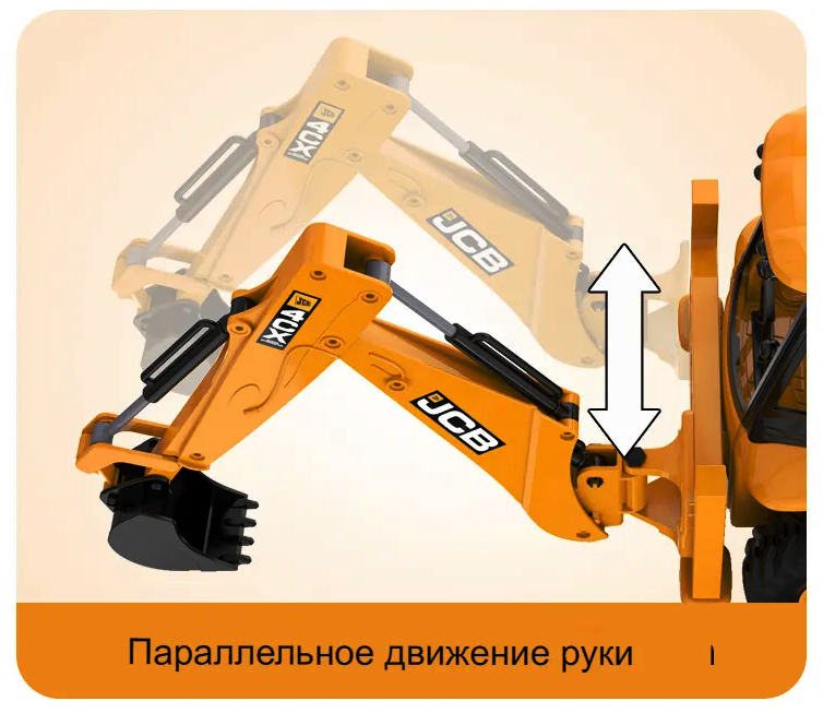 Трактор 1:20 (экскаватор+погрузчик) на РУ(свет,звук) в короб E589-003 Double Egle - фото №10