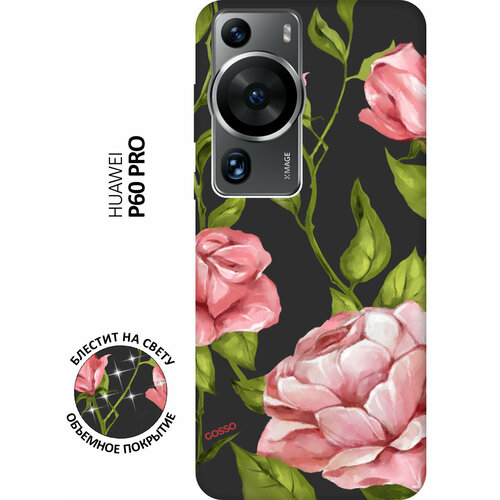 Матовый Soft Touch силиконовый чехол на Huawei P60 Pro, Хуавей П60 Про с 3D принтом Amazing Roses черный матовый soft touch силиконовый чехол на huawei p60 хуавей п60 с 3d принтом amazing callas черный