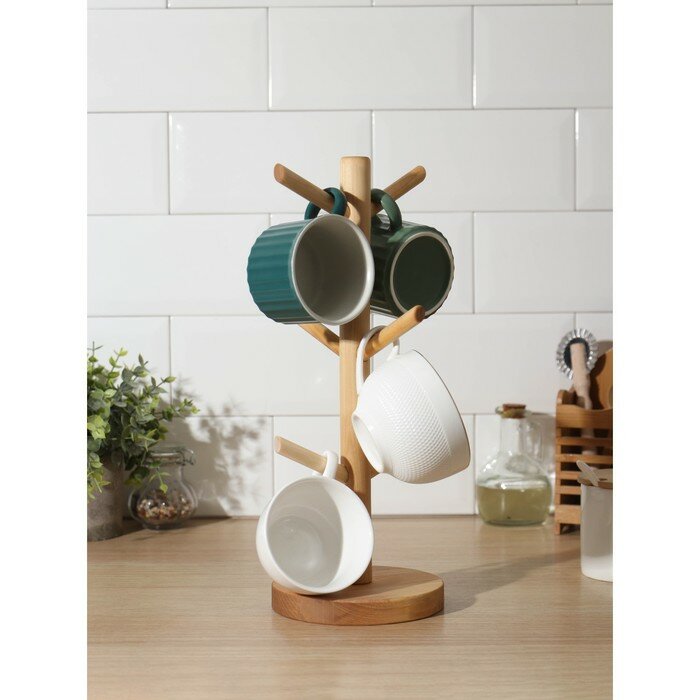 Подставка для кружек Adelica основа d=13×18см высота 35 см вешалка 8 см берёза 9715361