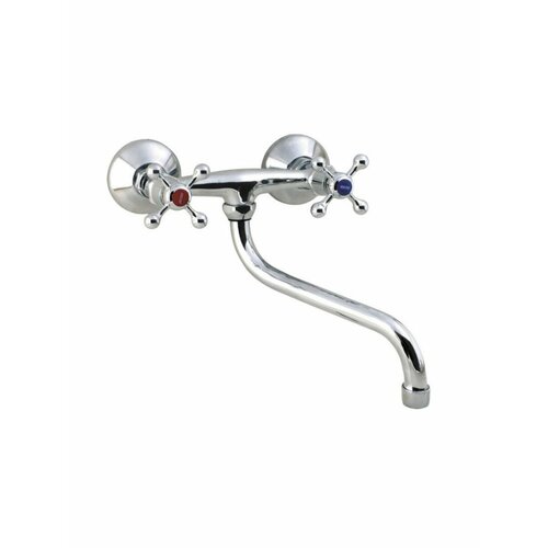 Смеситель эконом двухвентильный для кухни настенный резин кран-букса 12 MASTER 67-0-702 1550₽