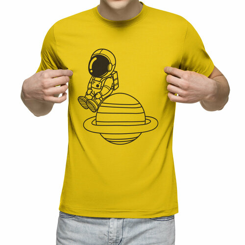 Футболка Us Basic, размер L, желтый мужская футболка космонавт на другой планете s серый меланж