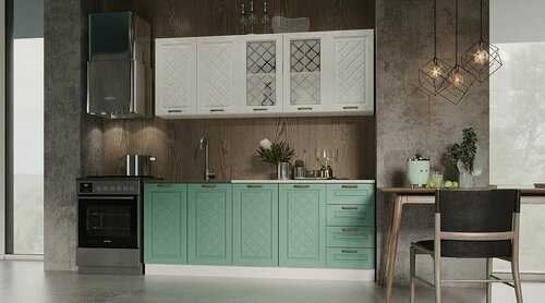 Изображение товара Кухонный гарнитур МДФ Агава 2000 Акация белая / Мята