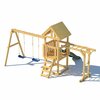Фото #7 Детская деревянная игровая площадка для улицы дачи CustWood Junior J3 с деревянной крышей