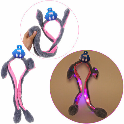 Наушники меховые светящиеся с двигающимися ушками Salon Teplo зайка цвет белый подвес Ultramarine 607₽