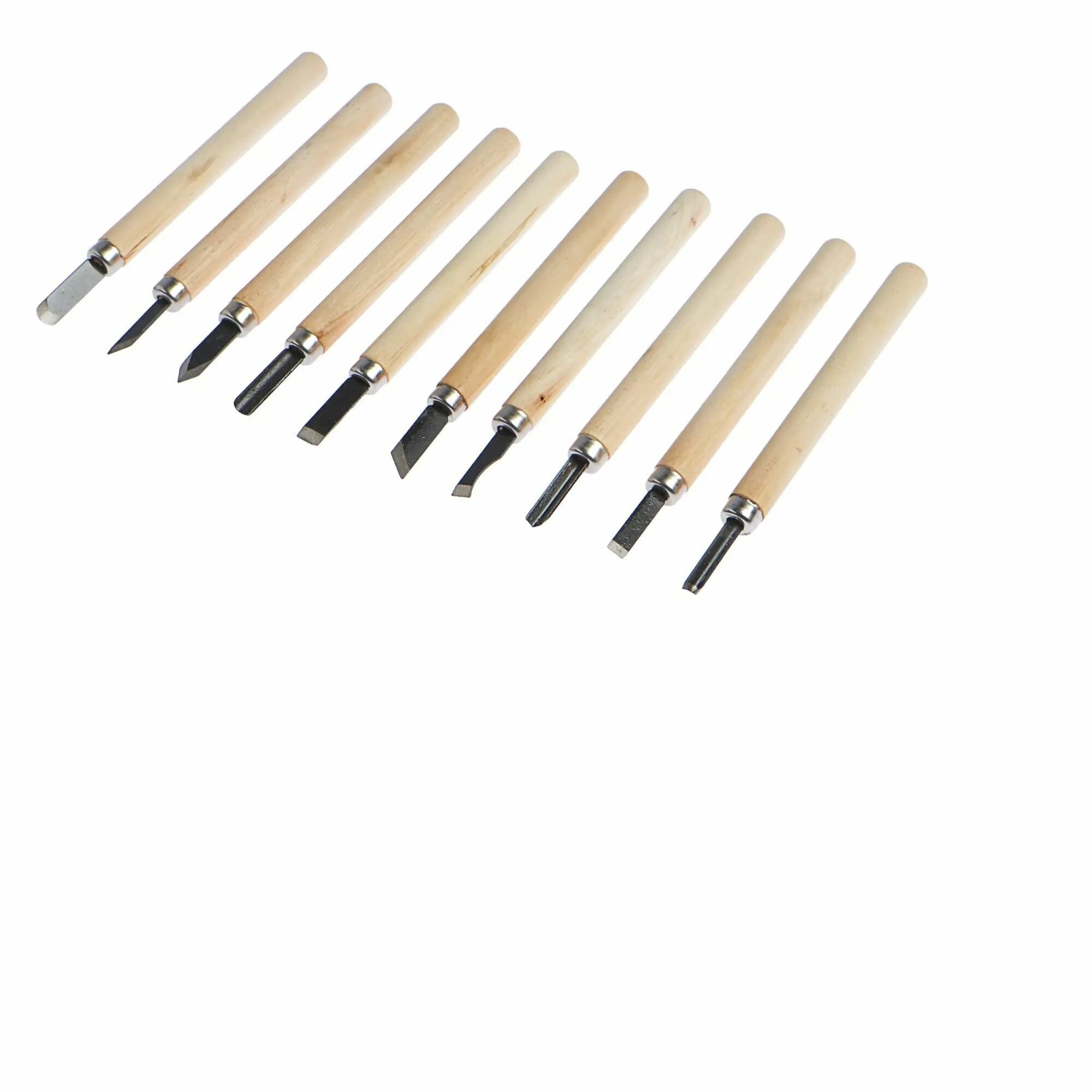 Резцы по дереву с деревянной ручкой (набор 10 шт)