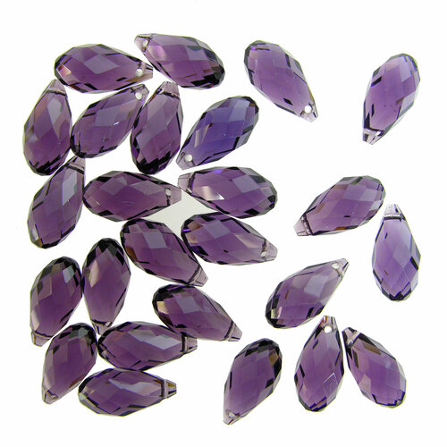 Хрустальные бусины Amethyst 20х10 мм (6 шт) для рукоделия, стеклянные