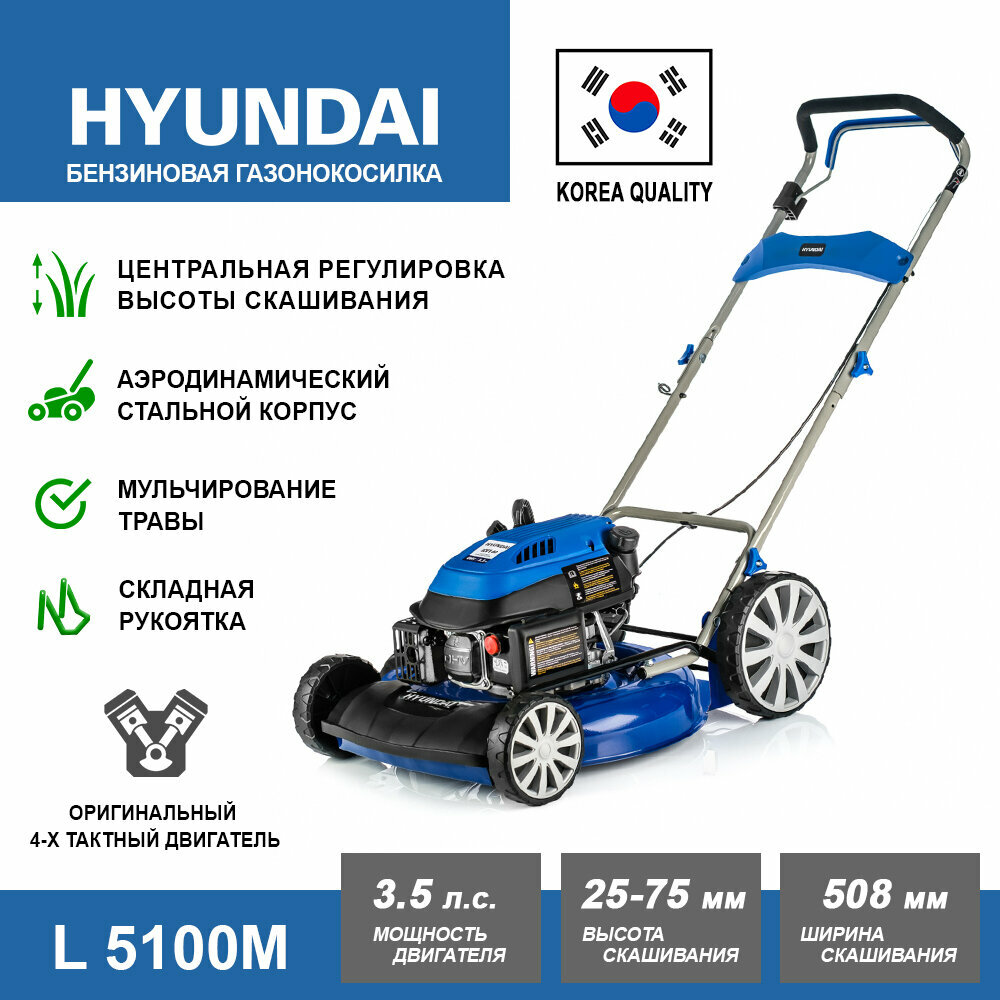 Бензиновая газонокосилка Hyundai L 5100M 35 лс 508
