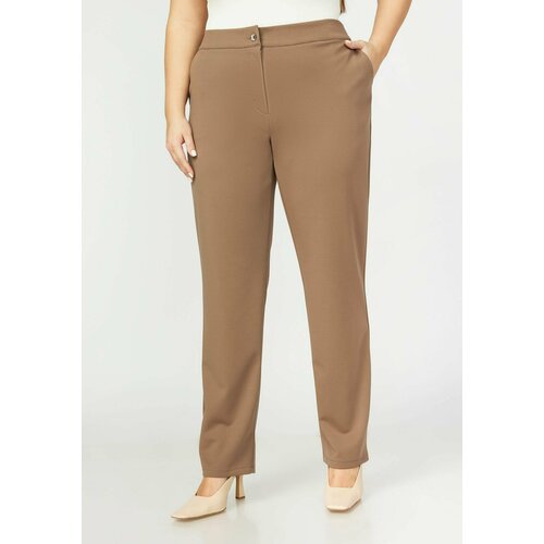 Брюки , размер 48, коричневый новые женские офисные брюки с широкими штанинами облегающие деловые костюмы брюки повседневные прямые черные брюки женская модель