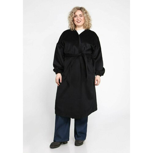 Пальто-халат  Vivienne Mare демисезонное, размер 52, черный