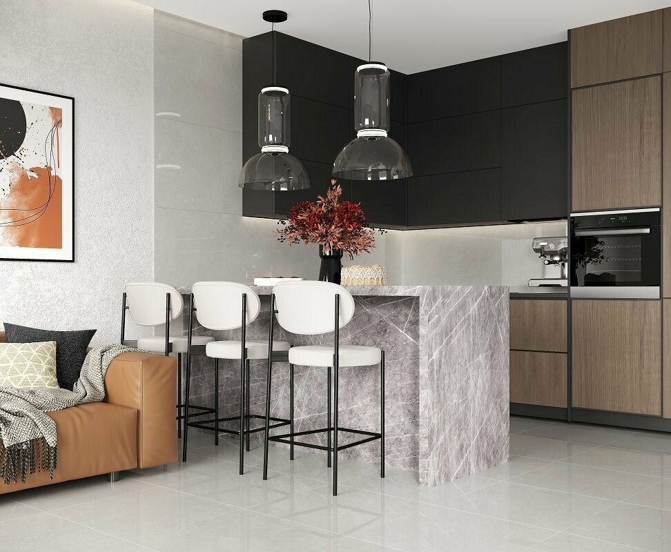 фото Керамогранит French Smoke светло-серый Полированный 60x60, 1 уп (4 шт, 1.44 м2)