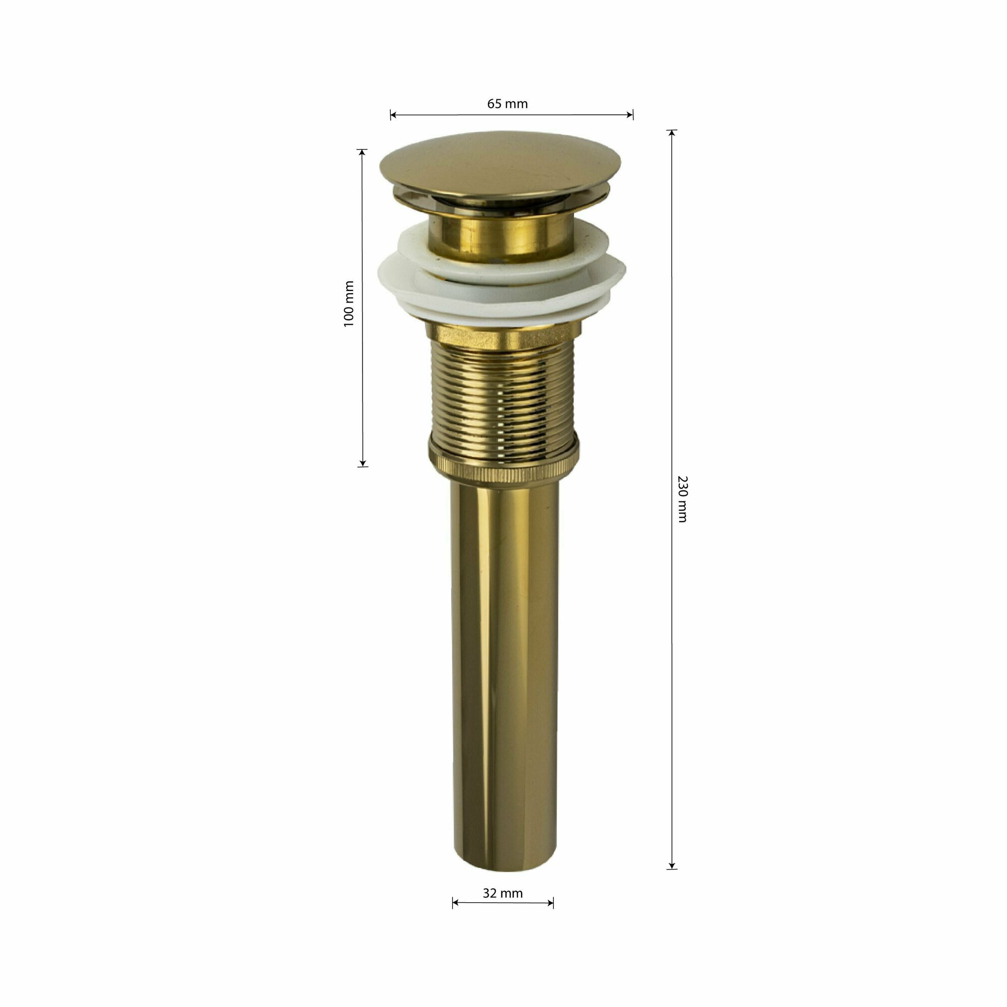 Донный клапан MAGNUS 0604 с переливом, цвет золото - фотография № 2