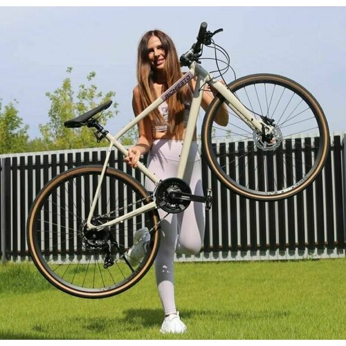 фото Велосипед richiesto tt121 28" горный алюминиевая рама 24 скорости гидравлический тормоз спортивный взрослый подростковый унисекс, бежевый