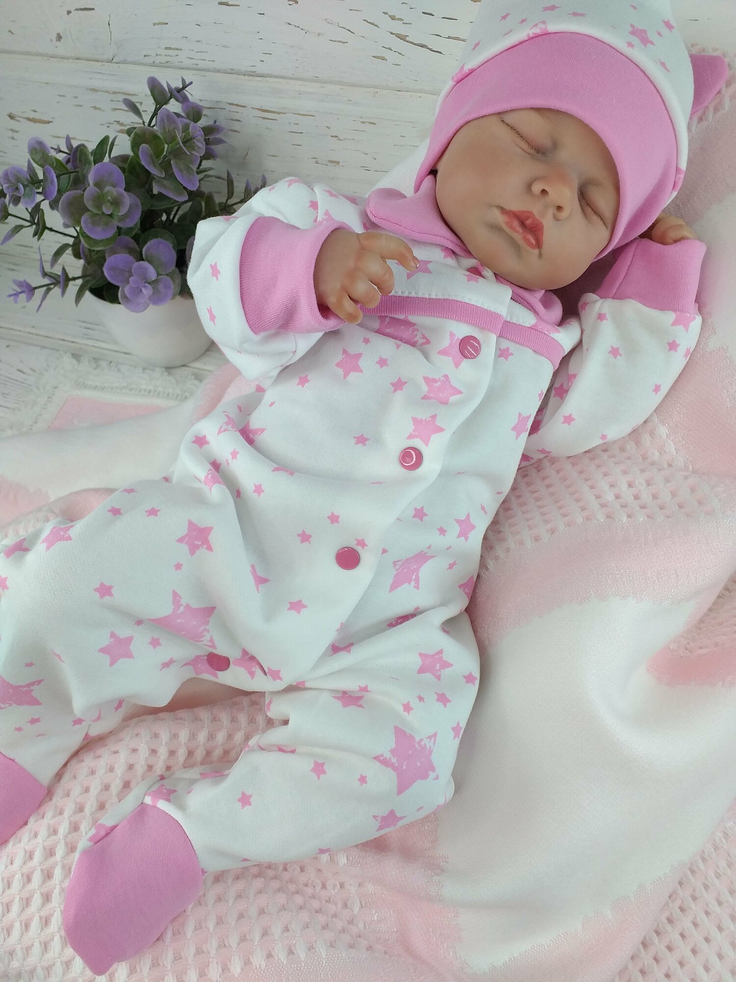 Комплект одежды СВС, размер 68, бело-розовый — фото 1