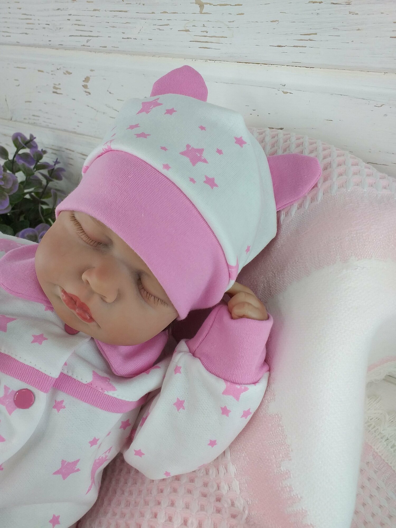 Комплект одежды СВС, размер 68, бело-розовый — фото 1