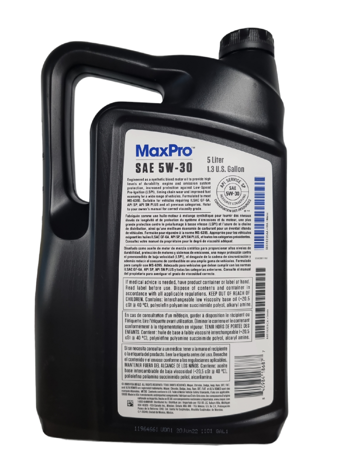 Синтетическое моторное масло Mopar MaxPro SAE 5W-30, 5 л