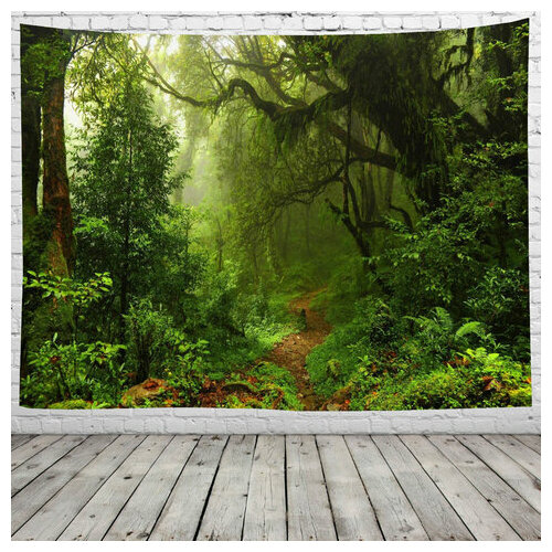 Тканевое панно на стену с изображением зелёного леса 230х150(см)