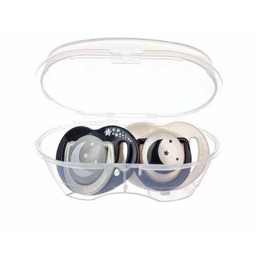 MAMAJOO пустышка ортодонтическая силиконовая с боксом для хранения и стерилизации 0+ МЕС. \ black & pearl collection 2 шт.