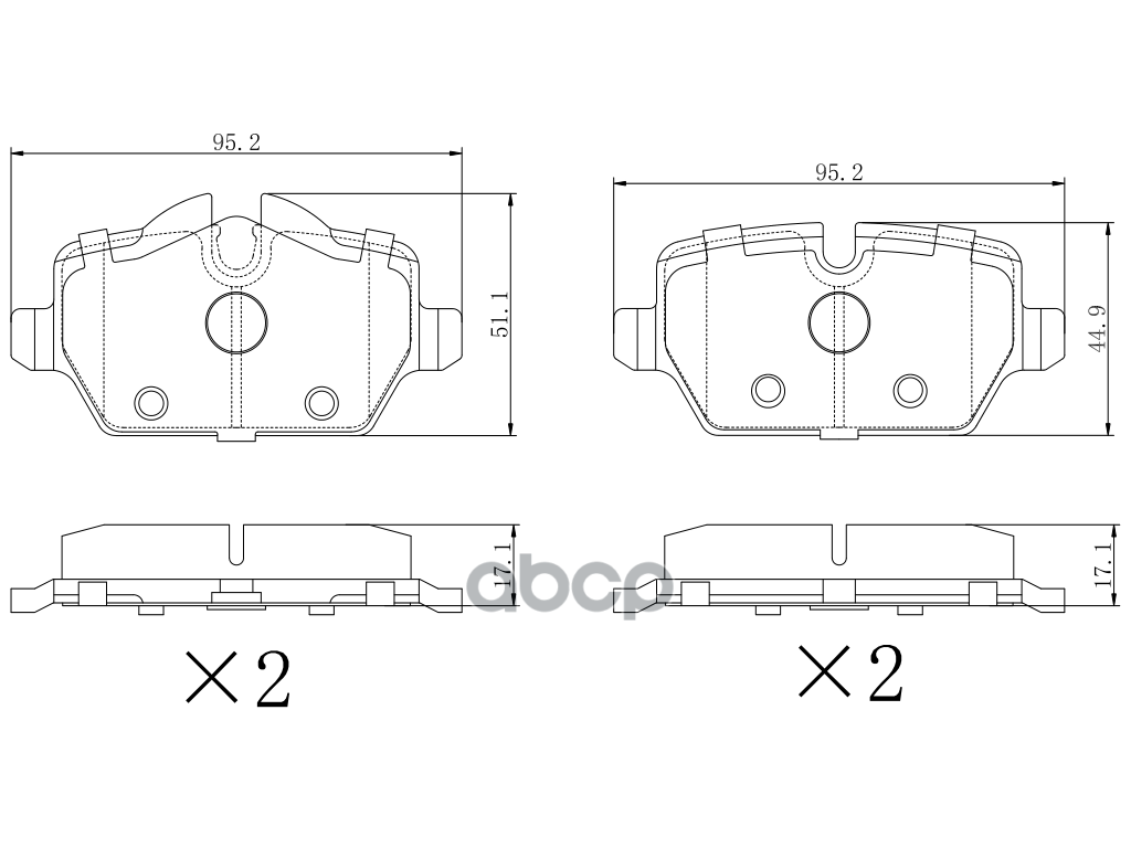 UBS BP1114004 Премиум тормозные колодки BMW 1(E81/87/F20) 05 / 3(E90) 0511, MINI Countryman 10 / Paceman 12задние, в комплекте со смазкой (5г) компл. 4 шт.