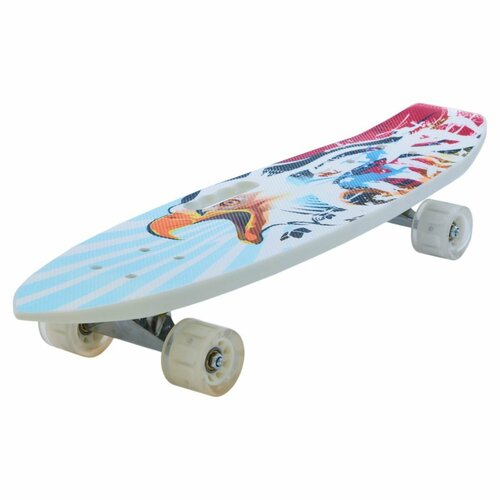 Скейтборд Пенниборд со светящимися колесами и ручкой 68 х 19 см