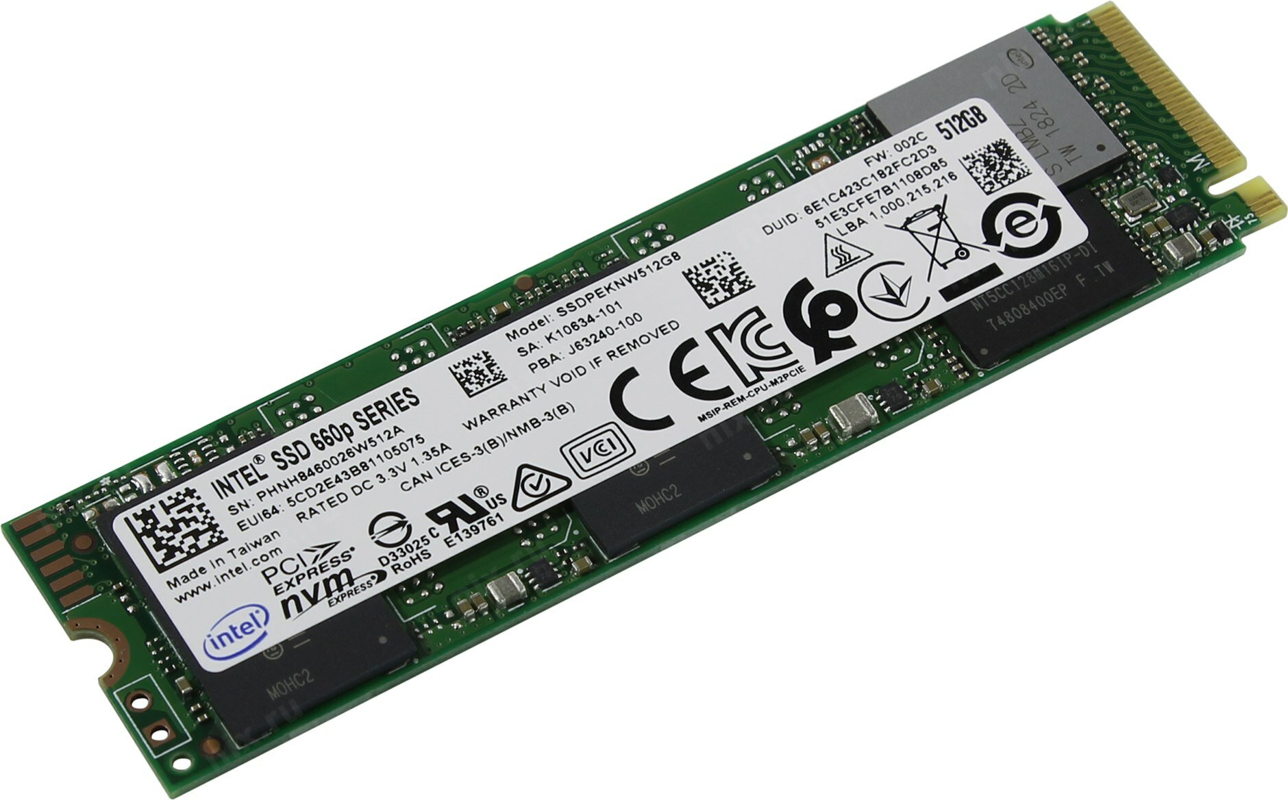 Твердотельный накопитель Intel 660p Series 512 ГБ M.2 SSDPEKNW512G8X1