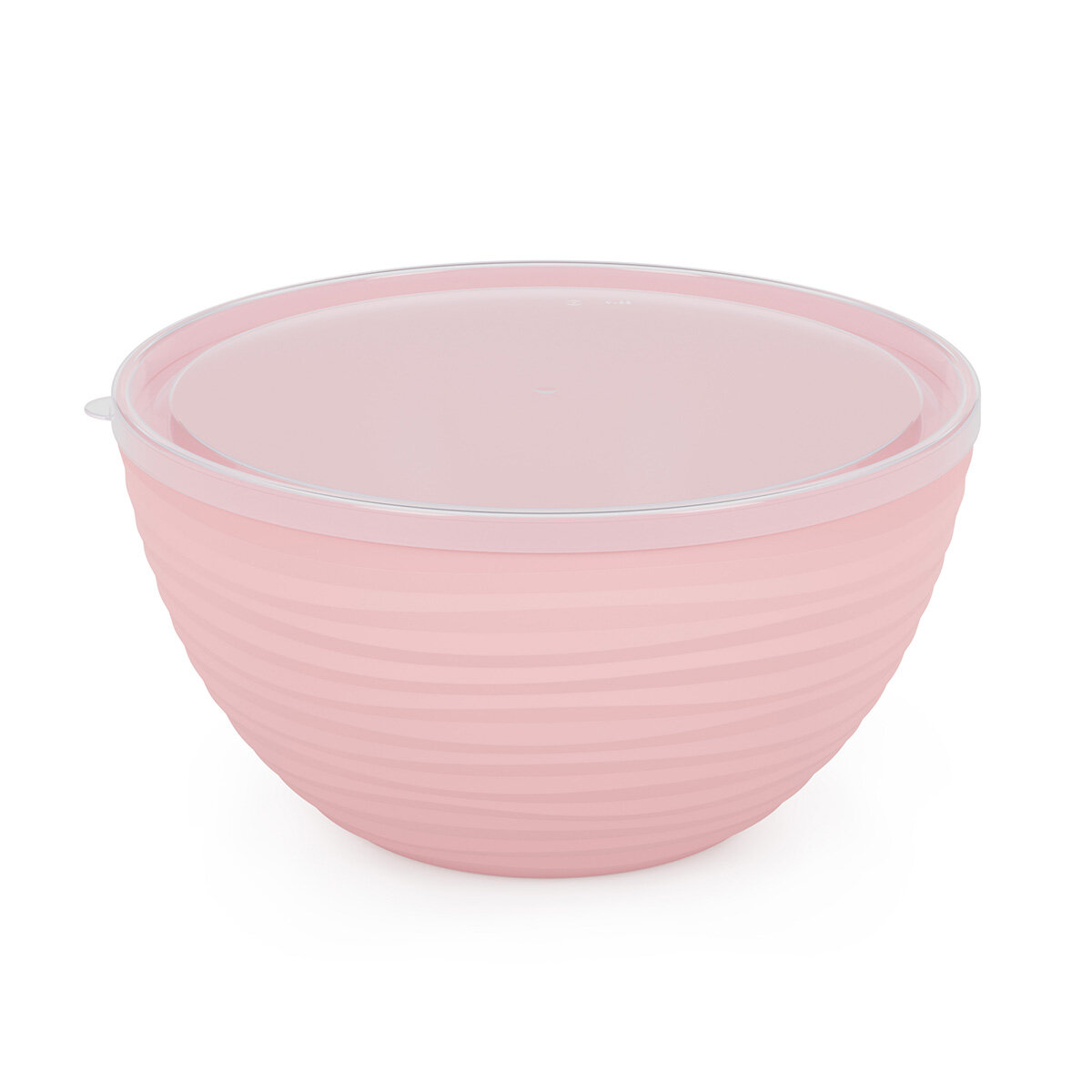 фото Салатник пластиковый Альтернатива Оазис, 4 л с крышкой, розовый