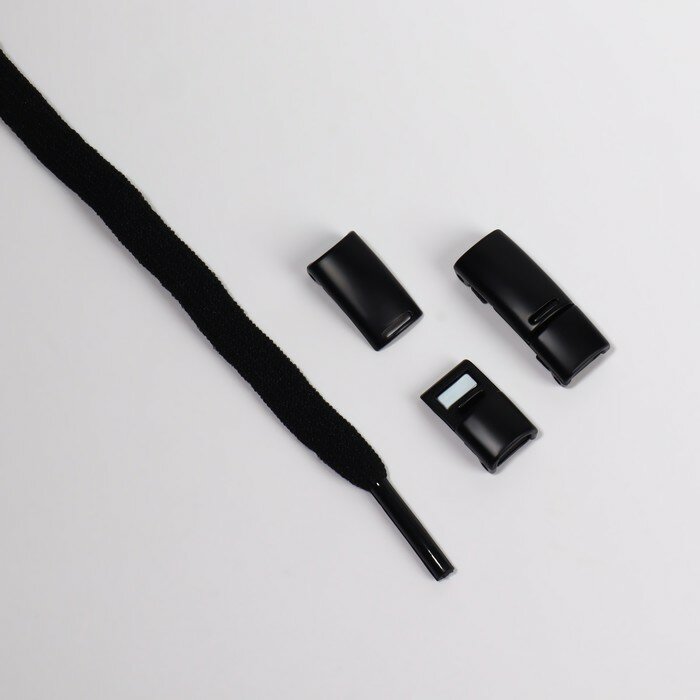 Шнурки с плоск сечением на магните 8мм 100см (пара) чёрн пакет OT 9415956