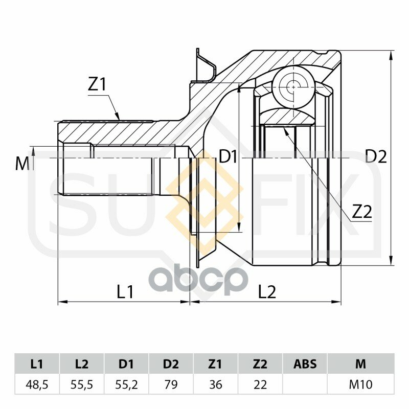 Шрус Наружный | Перед Прав/Лев | SUFIX арт. ST1088