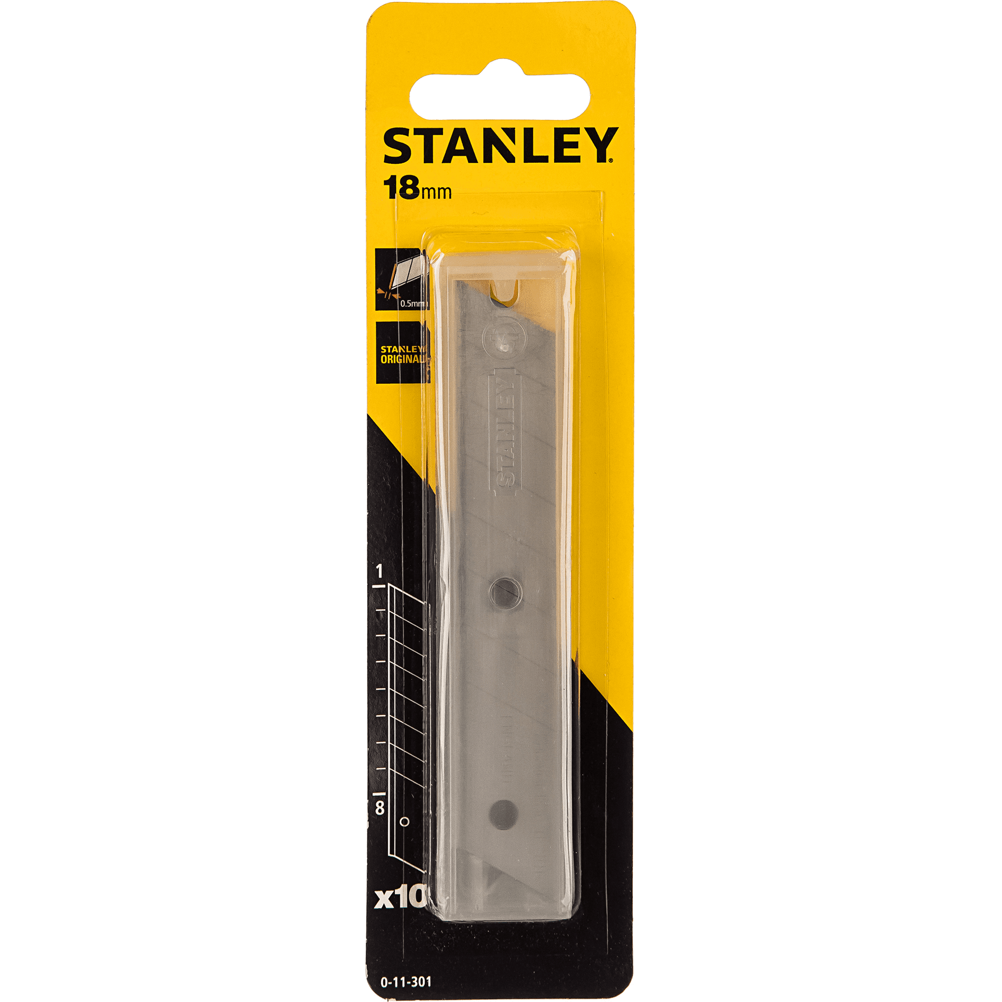 Лезвие для ножа с отламываюшимися сегментами 18мм 10шт Stanley 0-11-301