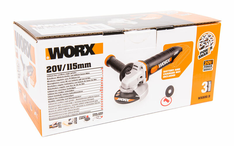 Аккумуляторная УШМ Worx WX800.9 0 коробка, 115 мм, без аккумулятора