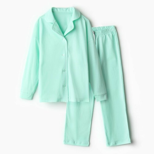Пижама Minaku, размер 158, зеленый, голубой брюки для девочки рост 158 см цвет зелёный