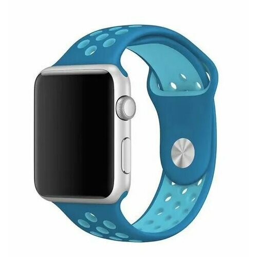 ОЕМ, Спортивный ремешок для Apple Watch 42/44мм, голубой/синий, арт.55011840