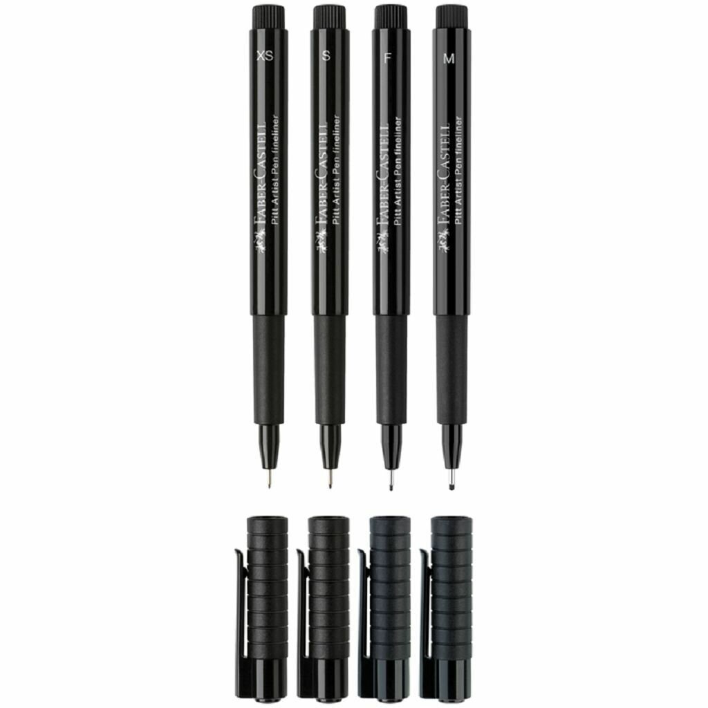 Ручки капиллярные Faber-Castell Pitt Artist Pen ширина наконечника M F S XS черный в футляре 4 шт. - фото №8