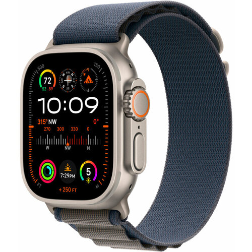 умные часы apple watch 8 ultra 49mm titanium case with orange mqeu3ll a Apple Watch Ultra 2 49 titanium case with M blue alpine loop