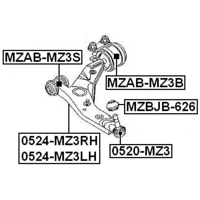 Сайлентблок задней подвески (верхнее правое) FEBEST MZAB-MZ3B для Ford C-Max