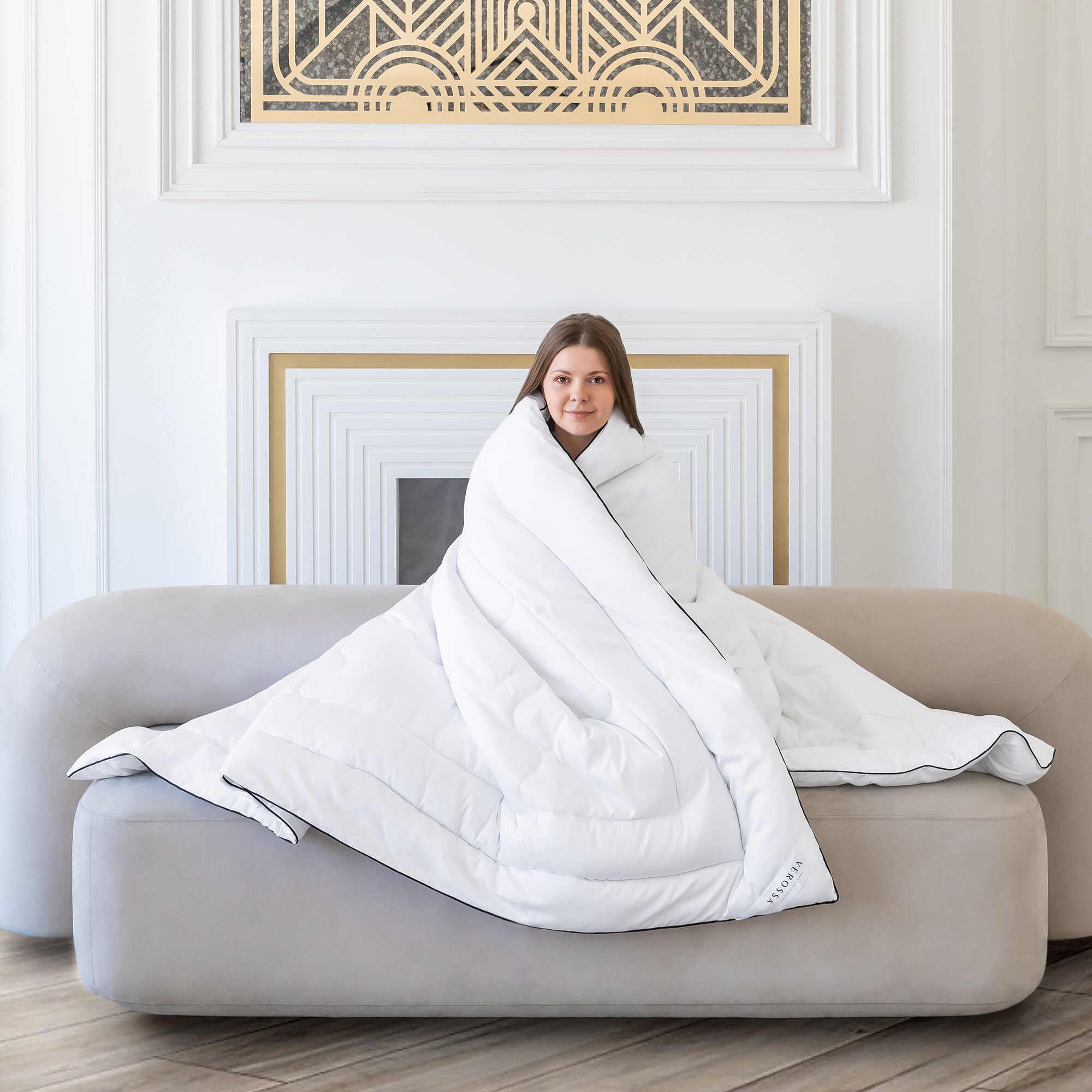 Одеяло для сна всесезонное Verossa Шёлк евро 200х220, белое, ткань хлопок 100% - фотография № 10