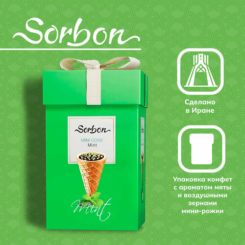 Конфеты Sorbon Мини-рожок хрустящий аромат мяты и воздушные зерна, 200 ...