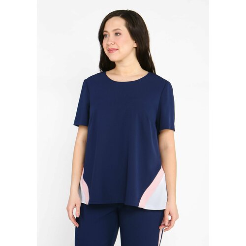 Блуза , повседневный стиль, короткий рукав, размер 52, синий