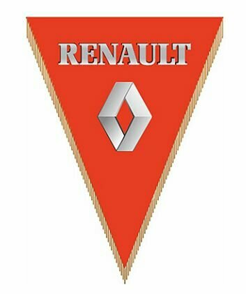 Вымпел треугольный RENAULT фон оранжевый (260х200) цветной (уп.1шт) SKYWAY