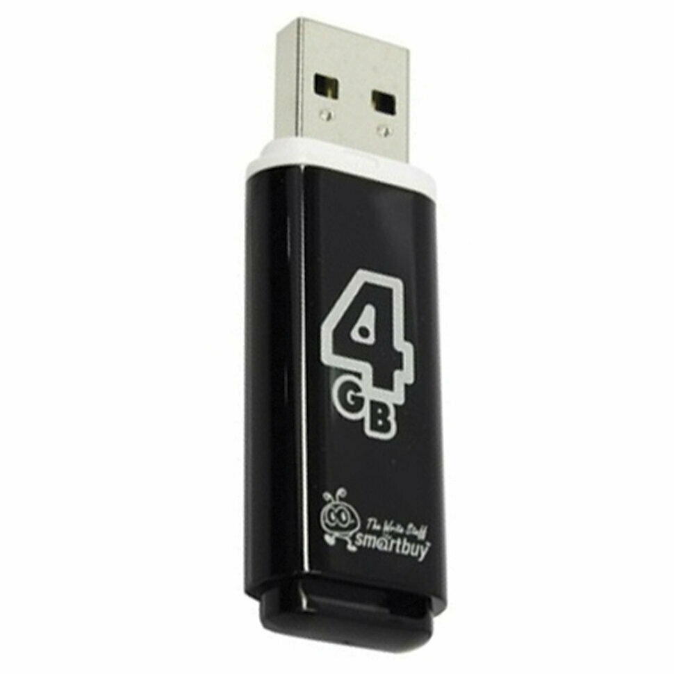 USB-флешки Aspor Флеш-диск 4 GB, SMARTBUY Glossy, USB 2.0, черный, SB4GBGS-K (цена за 1 ед.товара)