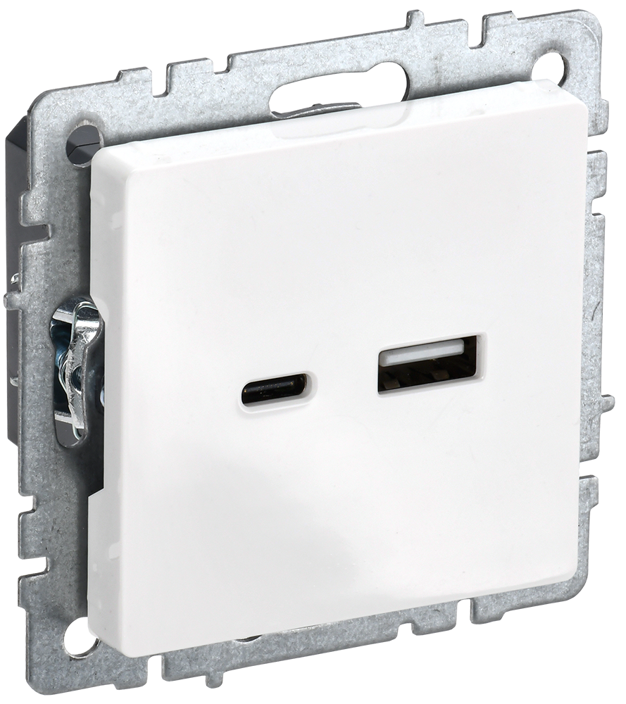 фото BRITE Розетка USB A+C 18Вт РЮ11-1-БрБ белый IEK