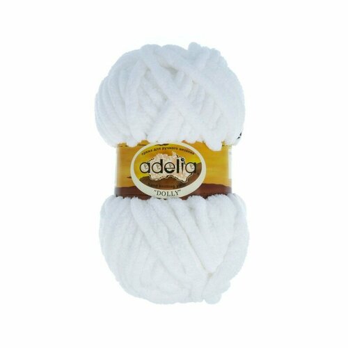 фото Пряжа adelia "dolly" 100% полиэстер 100 г 40 м №01 белый