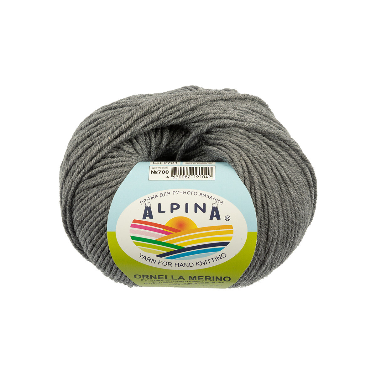 Пряжа ALPINA "ORNELLA MERINO" 100% мериносовая шерсть 50 г 125 м №700 серый