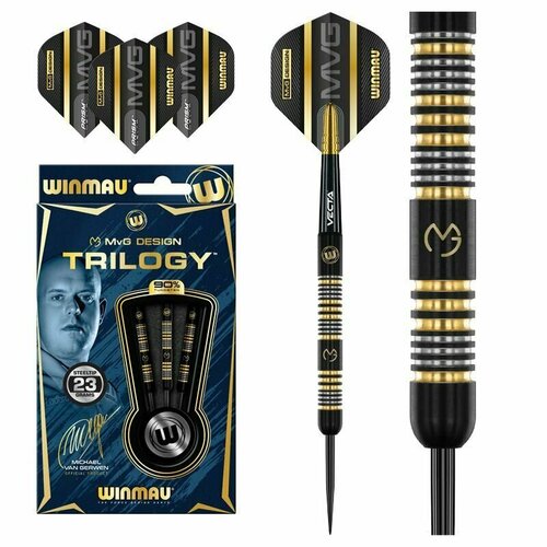 Чемпионские дротики 23гр Winmau MvG Trilogy steeltip (профессиональный уровень). Дротики для Дартс. чемпионские дротики 23гр red dragon peter wright tapered se steeltip профессиональный уровень дротики для дартс