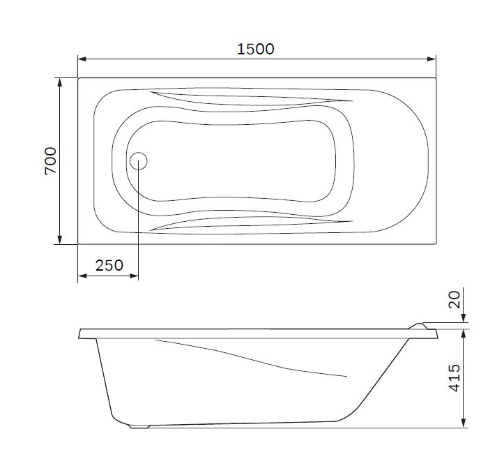 Ванна акриловая AM.PM W76A-150-070W-A Sense New А0 150х70 см