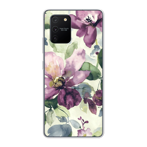 Силиконовый чехол на Samsung Galaxy A91 / Самсунг Галакси А91 Сиреневые цветы-акварель силиконовый чехол на samsung galaxy a91 самсунг галакси а91 цветы витраж