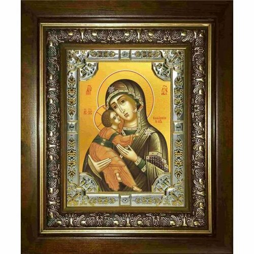 Икона Богородица Владимирская, 18x24 см, со стразами, в деревянном киоте, арт вк-2870